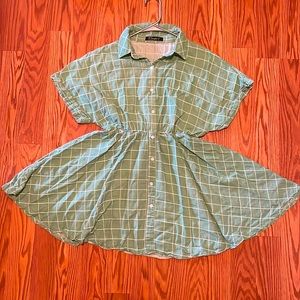 Green plaid cotton dress 👗